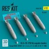 RESKIT RS32-0597 BLU-1B (750 lb) napalm bombs finned MXU-393/B (4 pcs) (A-1, A-4, A-7, A-26K, B-57, F-100) (3D Printed) (1/32)